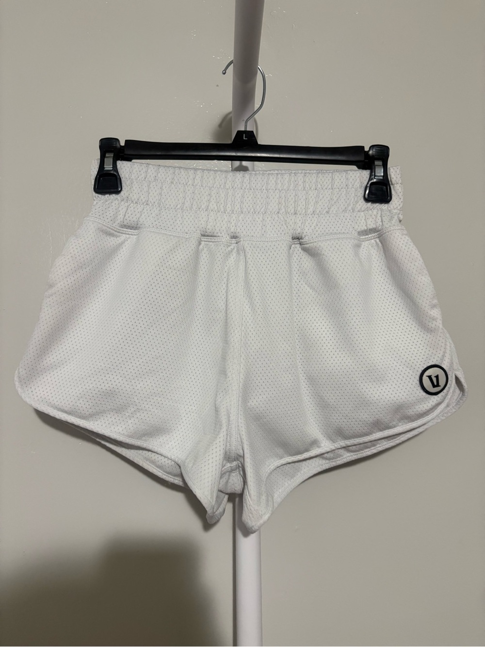 Vuori White Mesh Athletic Shorts with Logo